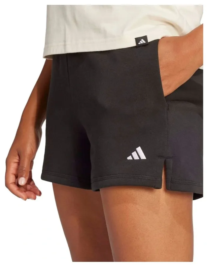 adidas Essentials Small Logo Feel Cozy Shorts in Black