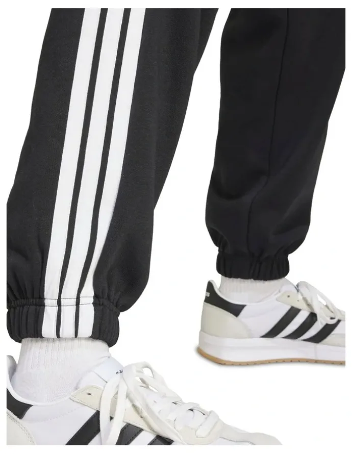 adidas Essentials 3-Stripes Fleece Loose-Fit Joggers in Black
