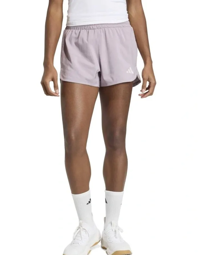 adidas Pacer Workout Woven High Rise Shorts in Purple