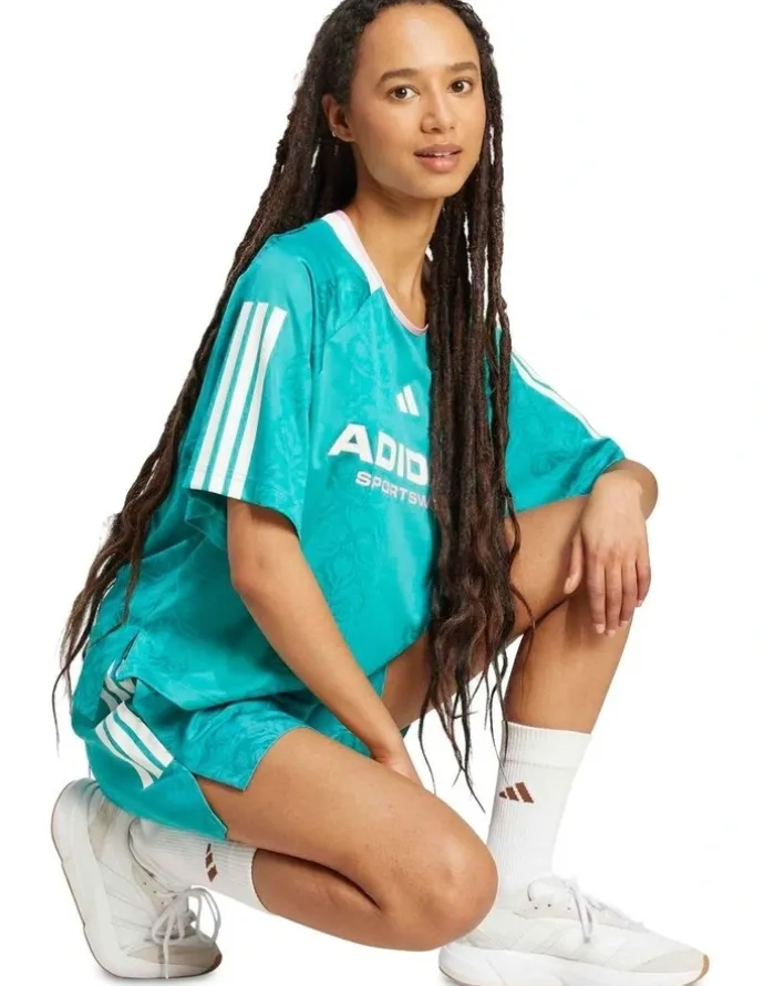 adidas Tiro x Common Goal Jacquard Tee in Blue