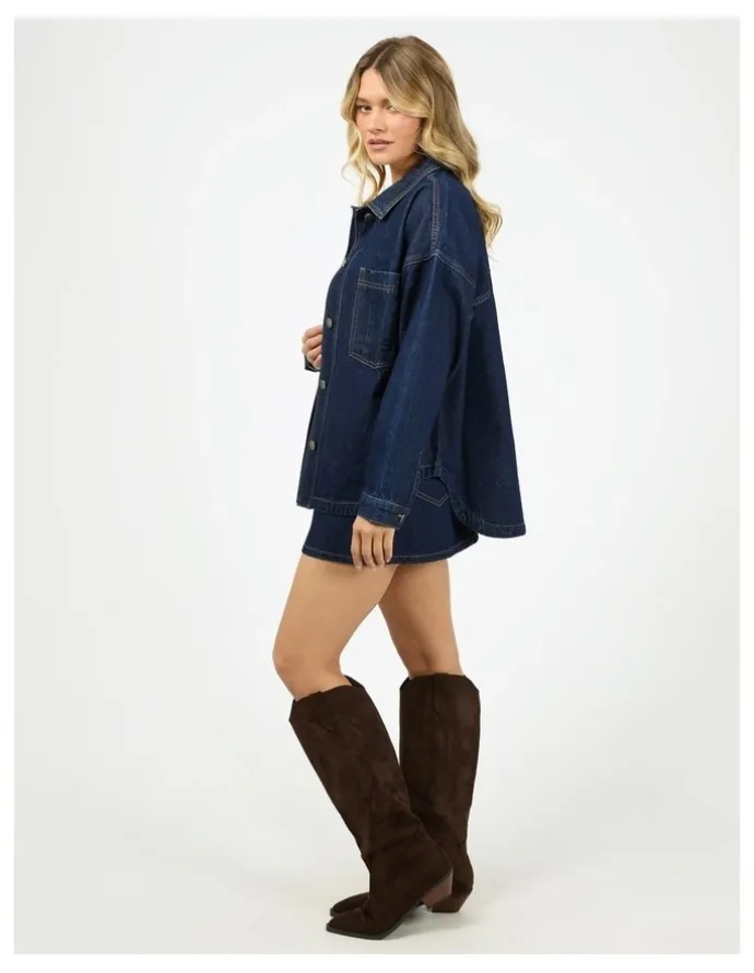 All About Eve Dale 64D0286 Shacket in Indigo