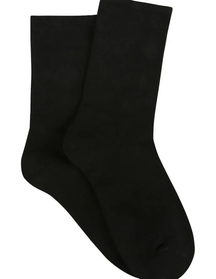 Ambra Bamboo Soft Top Crew Length Socks 2 Pair in Black