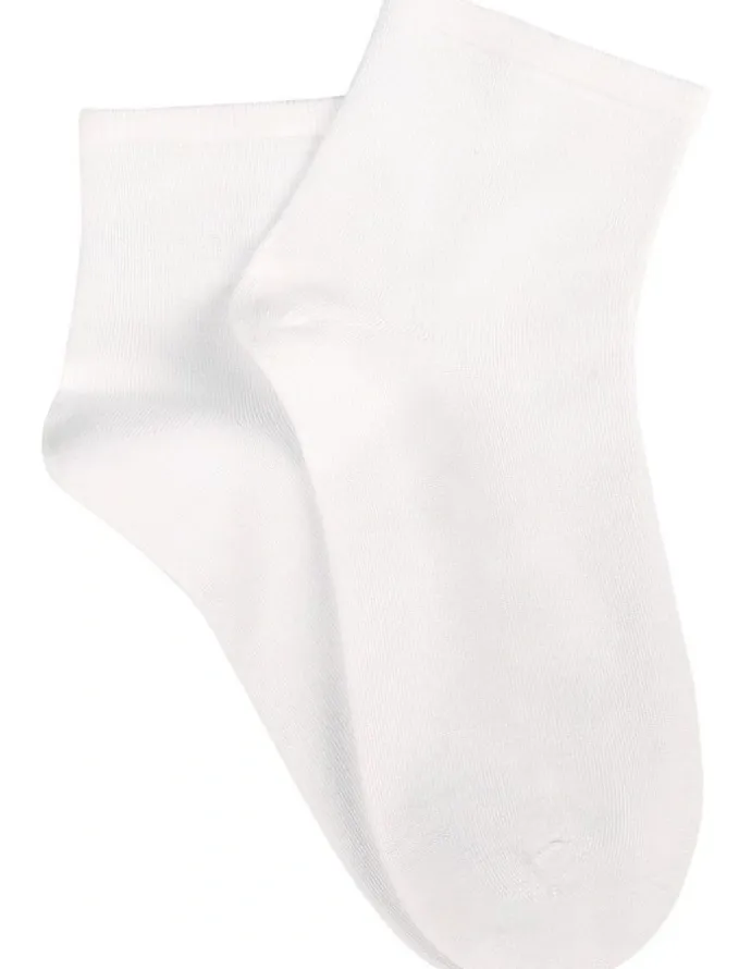 Ambra Bamboo Soft Top Light 2 Pair Ankle Socks in White