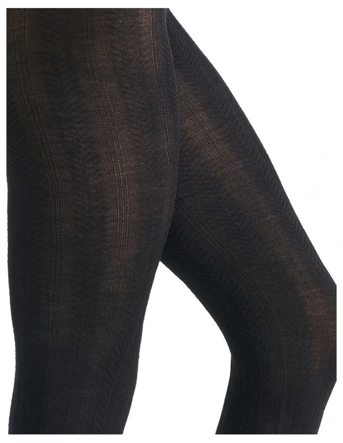 Ambra Cable Knit Merino Tight in Black