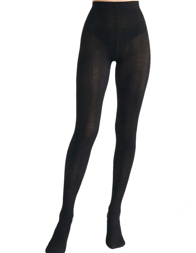 Ambra Cable Knit Merino Tight in Black