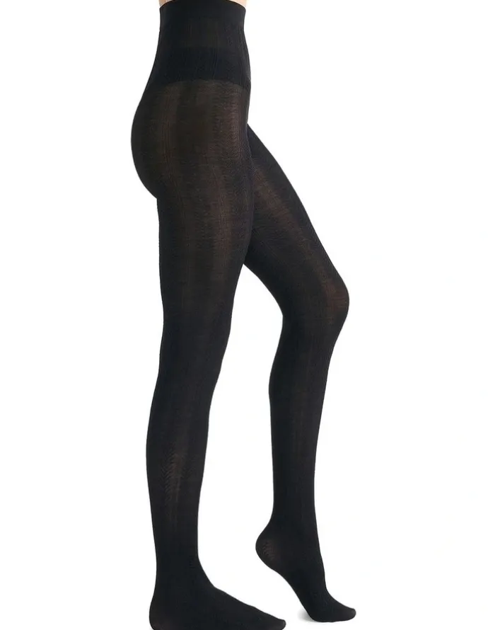 Ambra Cable Knit Merino Tight in Black