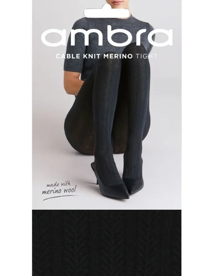 Ambra Cable Knit Merino Tight in Black