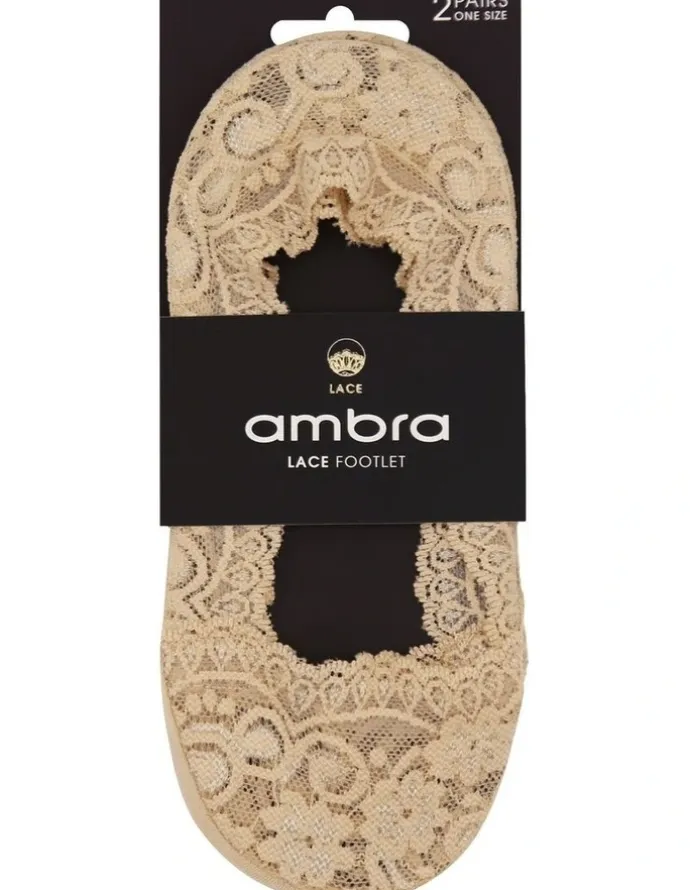 Ambra Lace Footlet in Natural