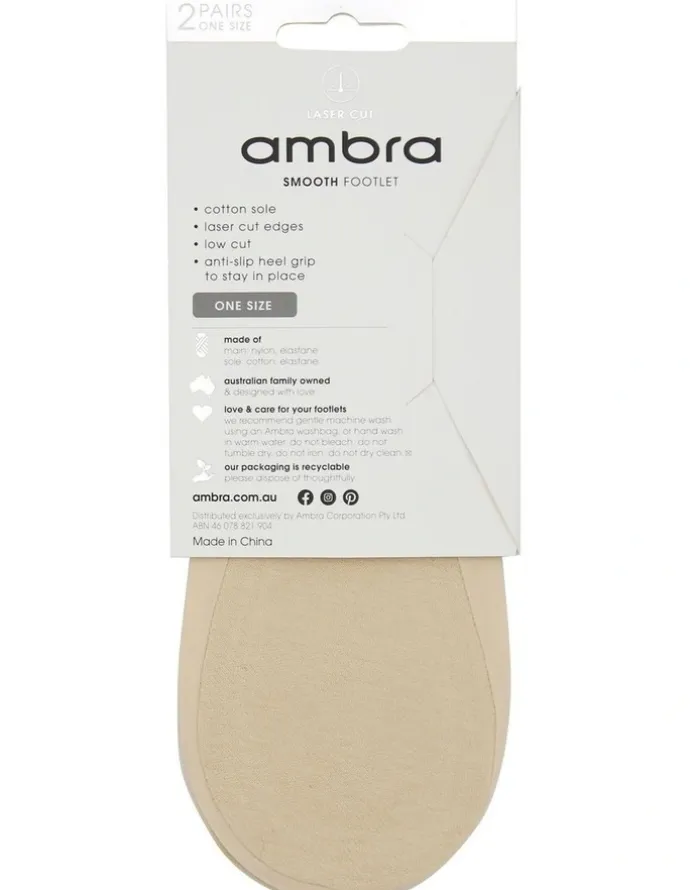 Ambra Smooth Footlet 2 Pack in Natural