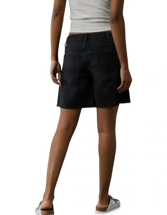 American Eagle 8 Dreamy Drape Stretch Low-Rise Baggy Jort Shorts in Black