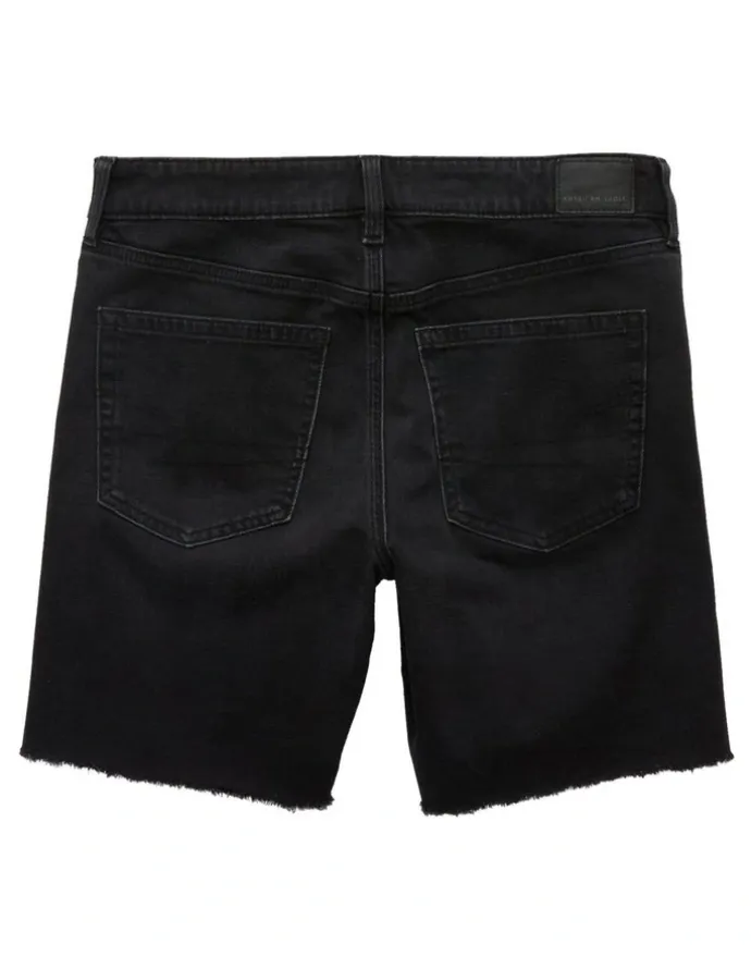 American Eagle 8 Dreamy Drape Stretch Low-Rise Baggy Jort Shorts in Black