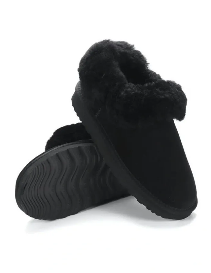 Aus Wooli Ugg Coogee Scuff Slippers in Black