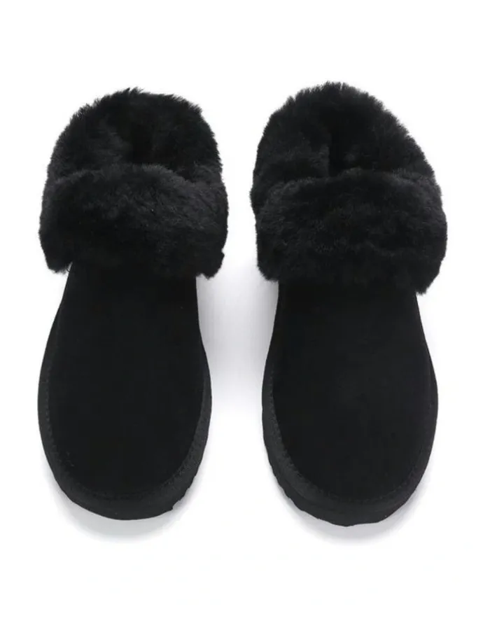 Aus Wooli Ugg Coogee Scuff Slippers in Black