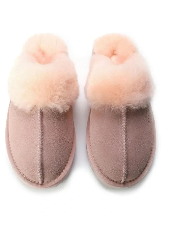 Aus Wooli Ugg Sheepskin Wool Sydney Slippers in Pink