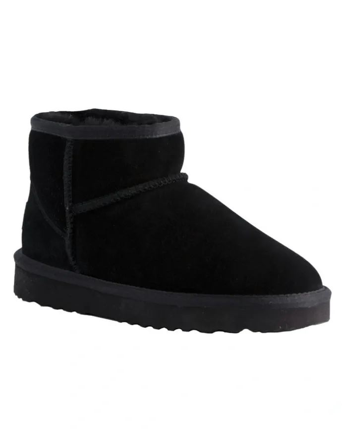 Aus Wooli Ugg Short Sheepskin Ankle Ugg Boot in Black
