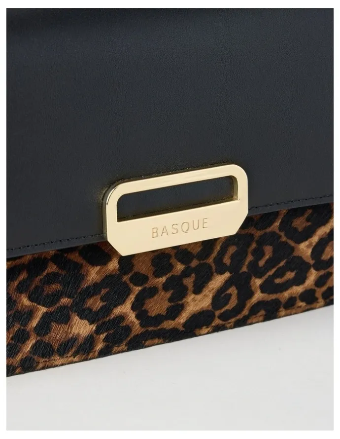 Basque Fiona Leather Satchel Bag in Leopard