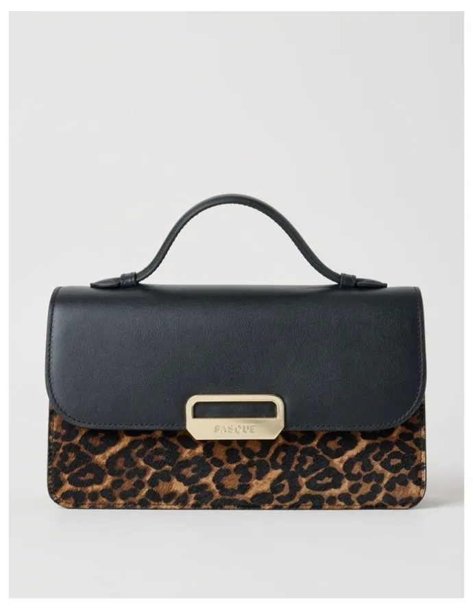 Basque Fiona Leather Satchel Bag in Leopard