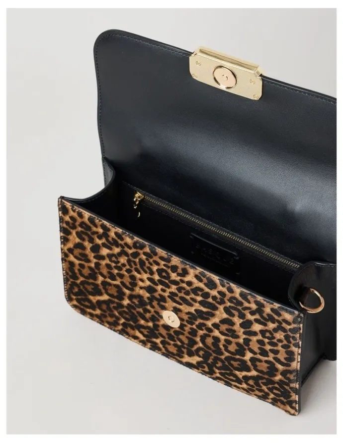 Basque Fiona Leather Satchel Bag in Leopard