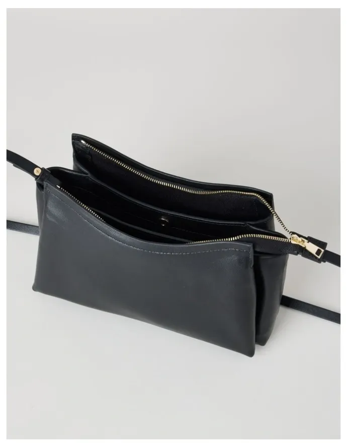 Basque Gracie Leather Crossbody Bag in Black