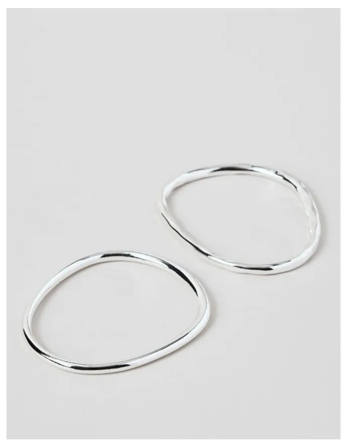 Basque Irregular 2Pk Bangles in Silver