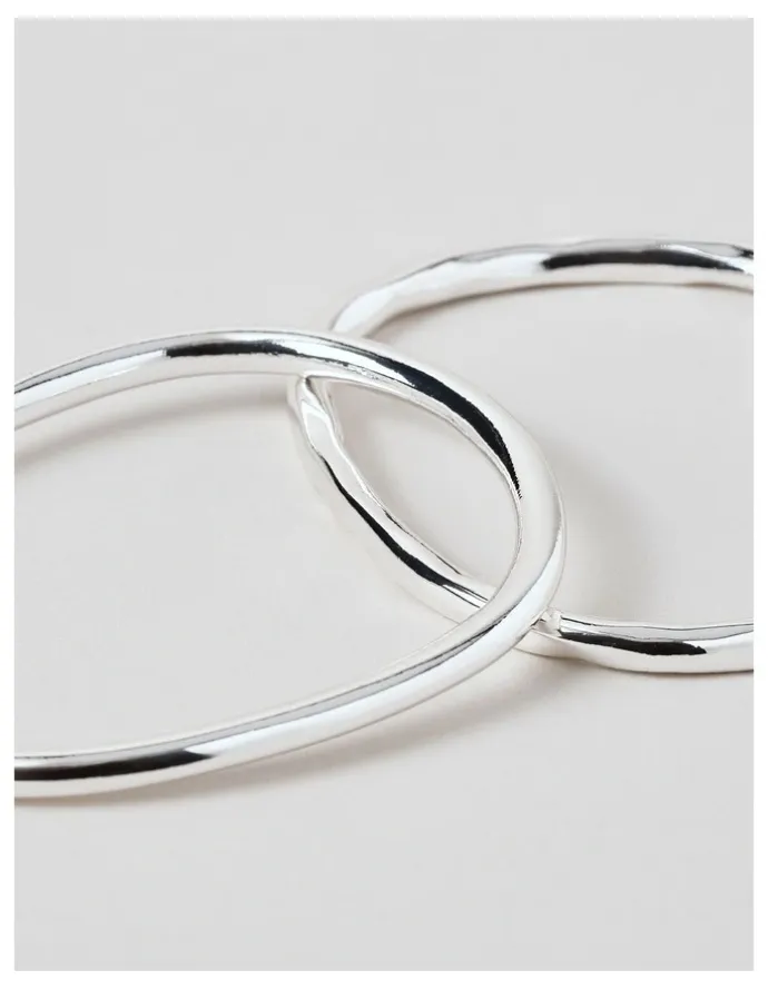 Basque Irregular 2Pk Bangles in Silver
