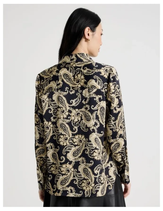 Basque Long Sleeve Blouse in Paisley Print