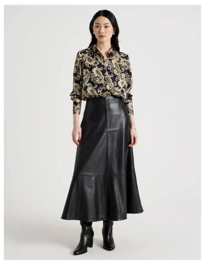 Basque Long Sleeve Blouse in Paisley Print