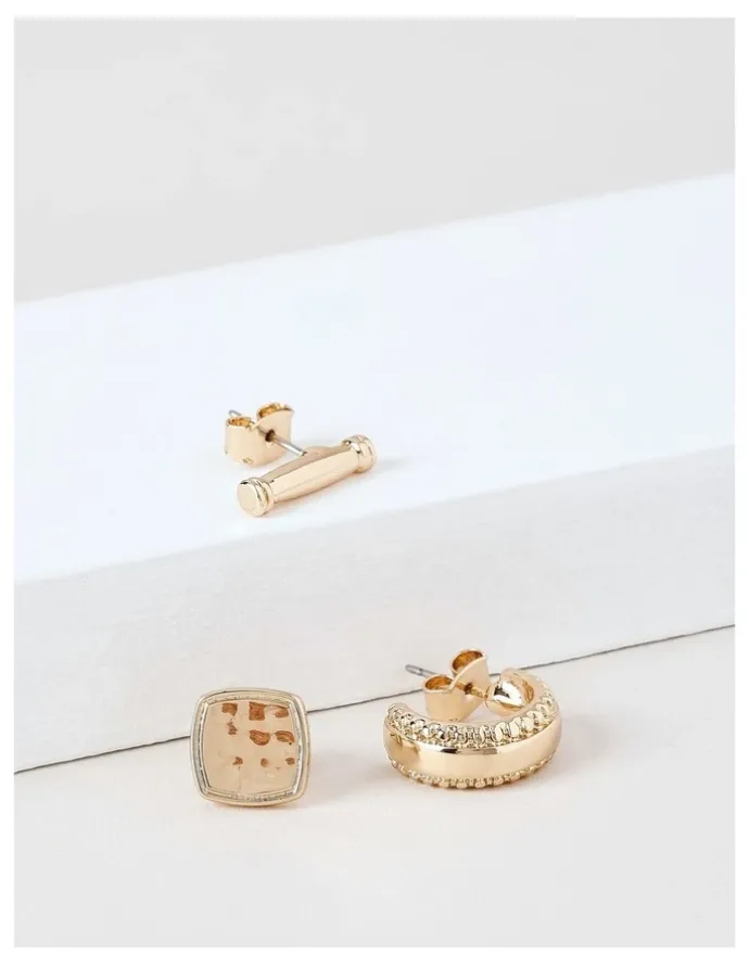 Basque Mod 3PK Earrings in Gold