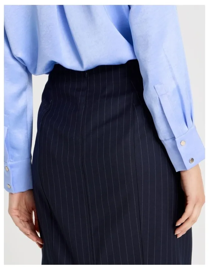 Basque Pinstripe Pencil Skirt