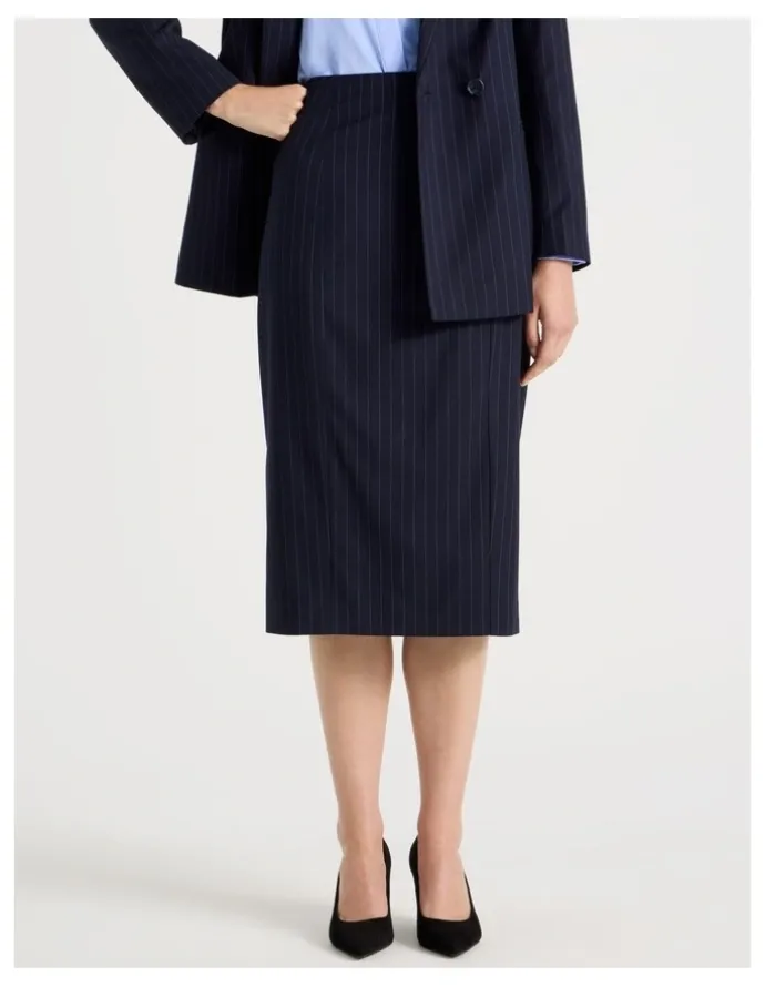 Basque Pinstripe Pencil Skirt