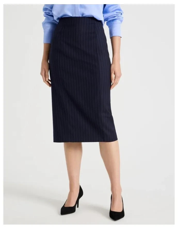 Basque Pinstripe Pencil Skirt