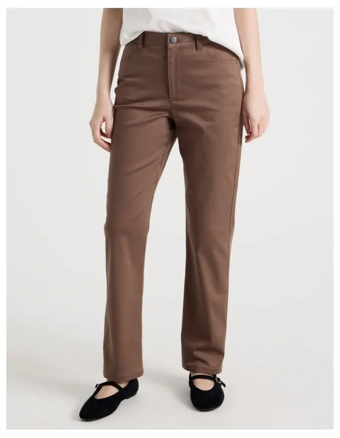 Basque Sateen Straight 5 Pocket Pant in Mocha