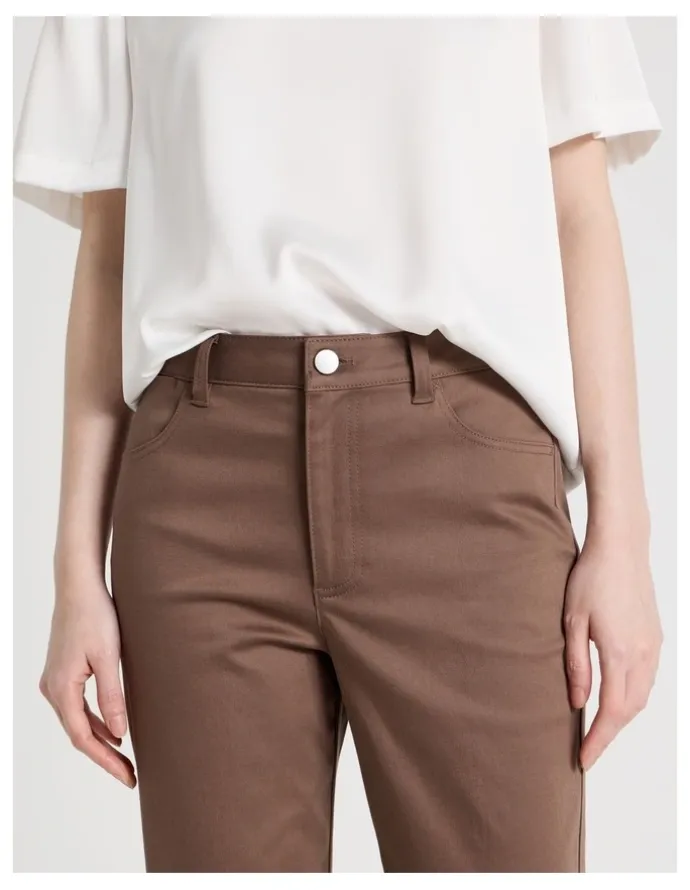 Basque Sateen Straight 5 Pocket Pant in Mocha