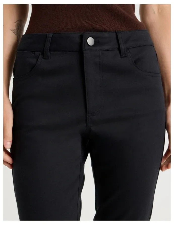 Basque Sateen Twill Five Pocket Pants in Black