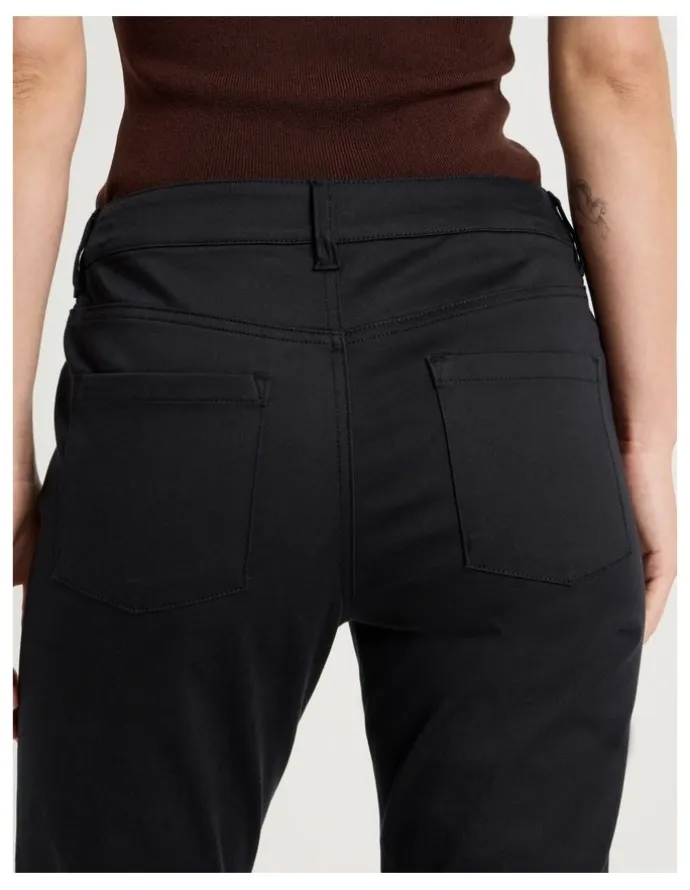 Basque Sateen Twill Five Pocket Pants in Black