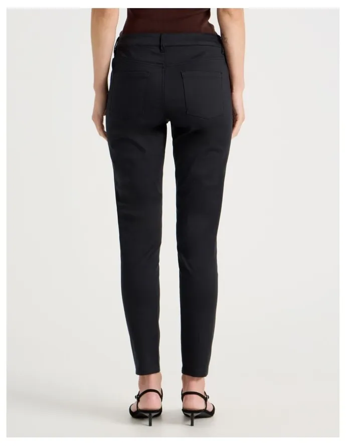 Basque Sateen Twill Five Pocket Pants in Black