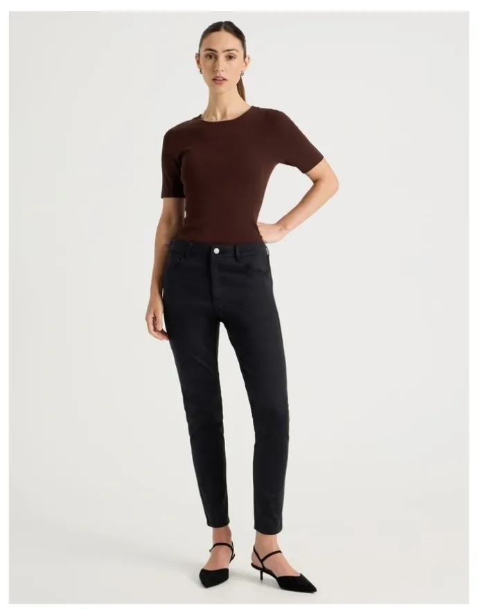 Basque Sateen Twill Five Pocket Pants in Black
