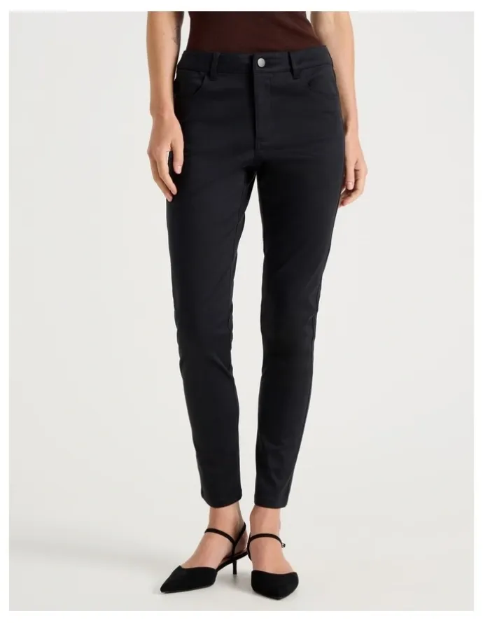Basque Sateen Twill Five Pocket Pants in Black