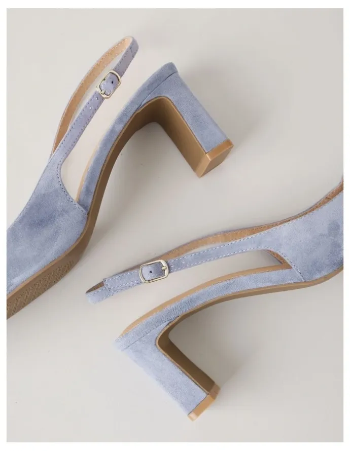 Basque Selmar Heeled Shoes in Blue Suede
