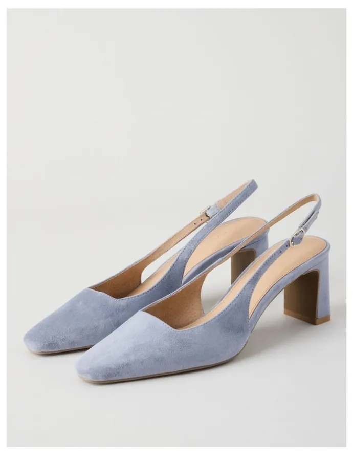 Basque Selmar Heeled Shoes in Blue Suede
