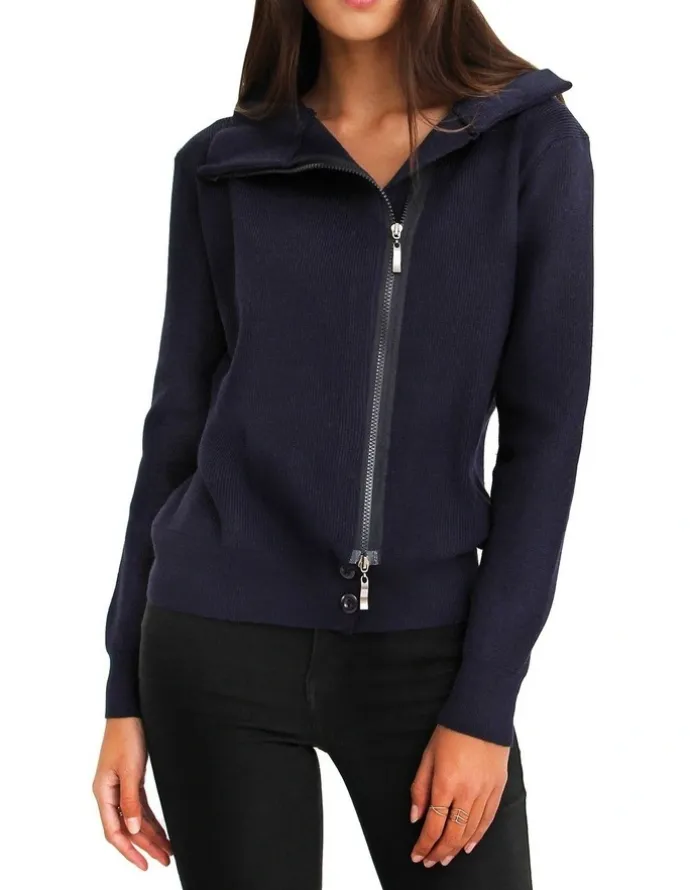 Belle & Bloom Brother's Zip Front Jumper in Navy