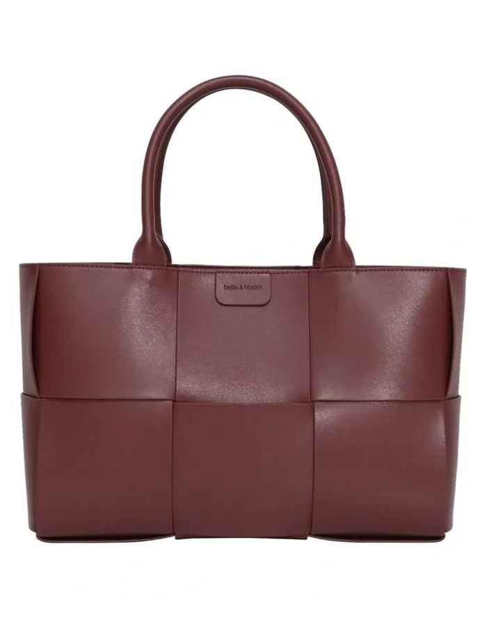 Belle & Bloom Long Way Home Woven Tote Bag in Burgundy