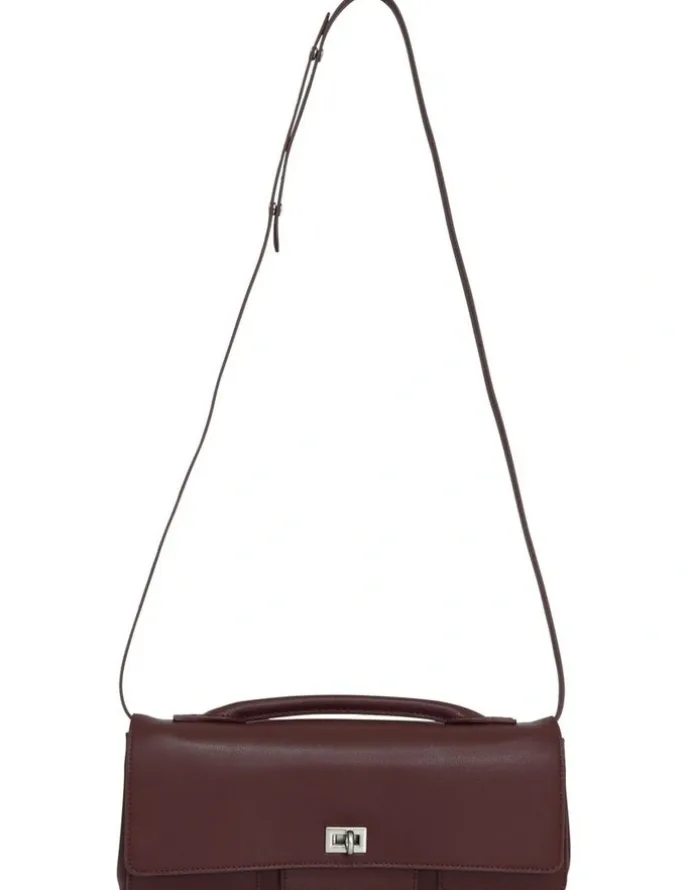 Belle & Bloom Love Boat Leather Clutch Bag in Burgundy