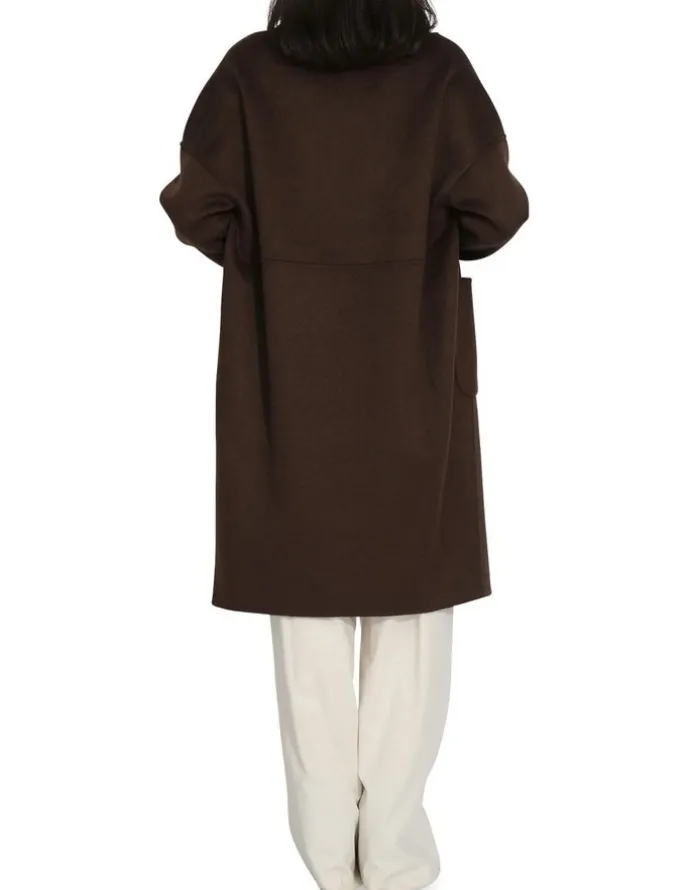 Belle & Bloom Publisher Double-Breasted Wool Blend Coat in Chocolate
