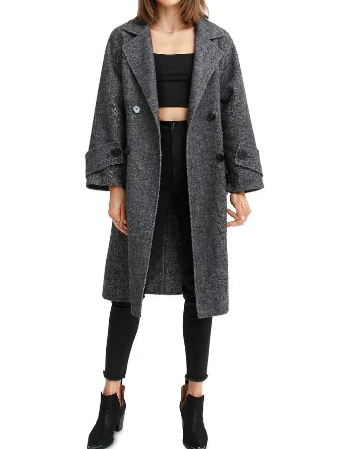 Belle & Bloom Rumour Has It Oversized Wool Blend Coat in Charcoal