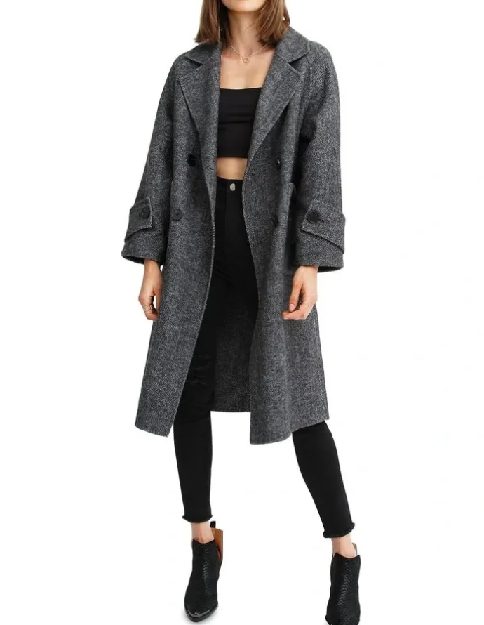 Belle & Bloom Rumour Has It Oversized Wool Blend Coat in Charcoal