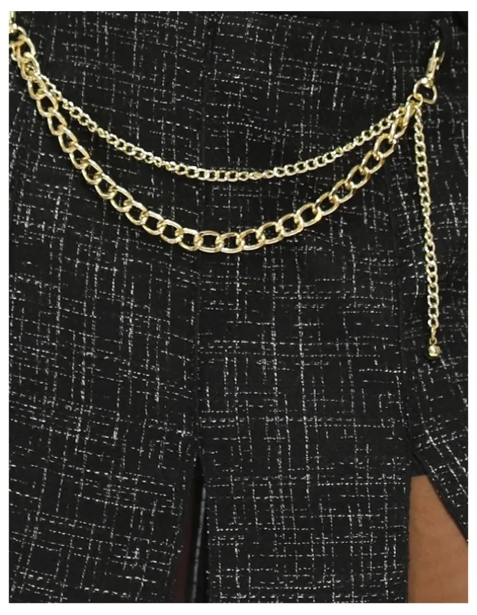 Belle & Bloom Set Me Free Tweed Skirt in Black