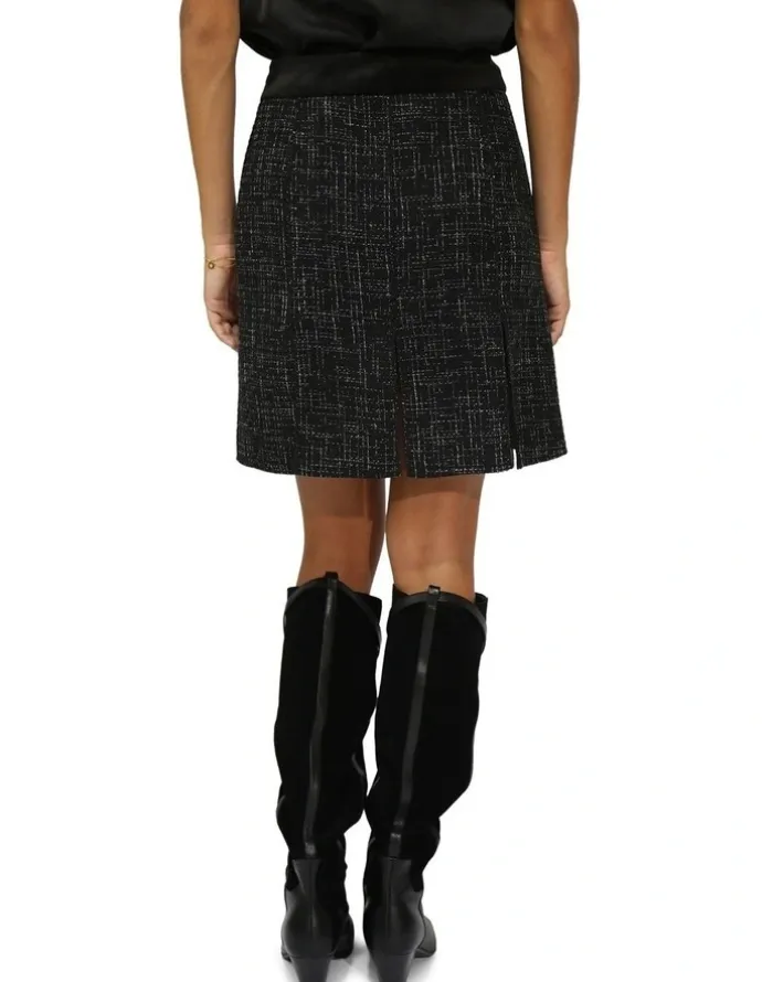 Belle & Bloom Set Me Free Tweed Skirt in Black