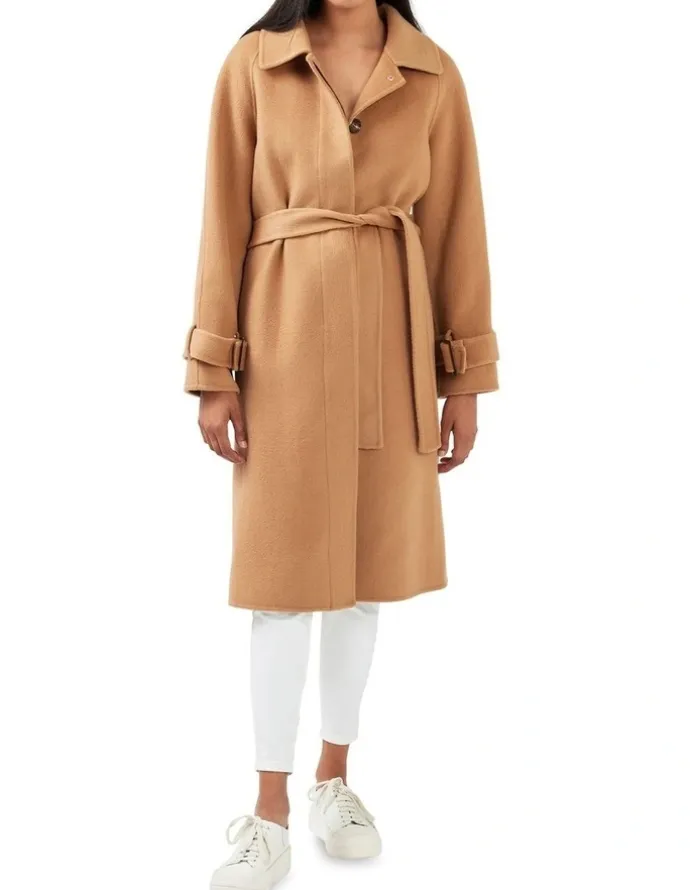 Belle & Bloom Shore To Shore Belted Wool Coat in Camel