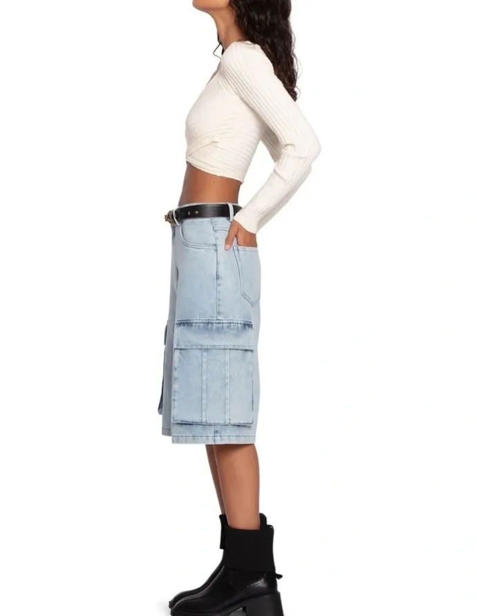 Belle & Bloom Skater Short in Stonewash
